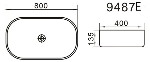 Erga Paola, umyvadlo na desku 800x400x135 mm, bílá lesklá, ERG-V03-9487E-WH