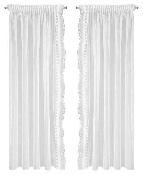 ZÁCLONA NA PÁSCE LARISA SADA 2KS 140X270 CM BÍLÁ