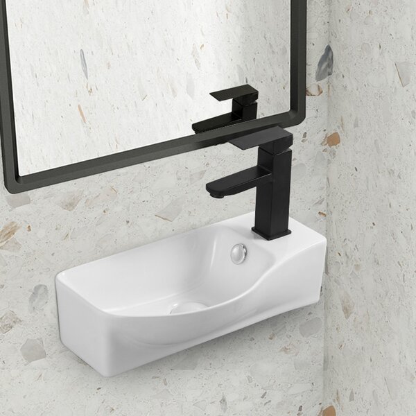 Erga Winona R, závěsné/pultové umyvadlo 460x240x140 mm, pravé, bílá lesklá, ERG-V03-9528L-WH