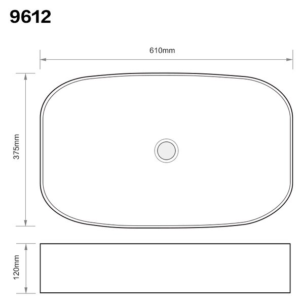 Erga Luella, umyvadlo na desku 610x375x120 mm, bílá lesklá, ERG-V03-9612-WH