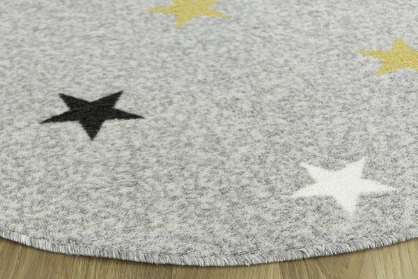 Makro Abra Kulatý koberec Stars Mix Hvězdy světle šedý Rozměr: průměr 80 cm