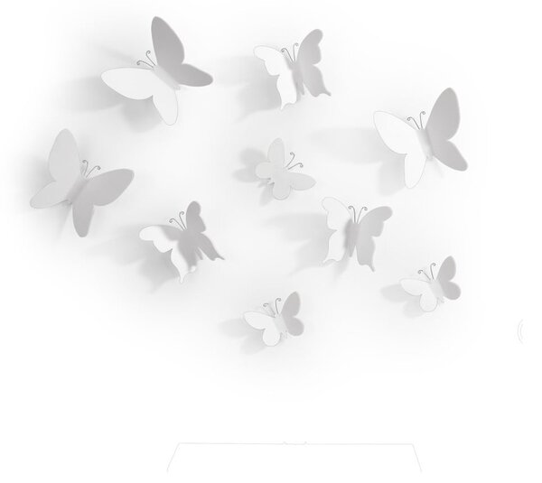 Sada 9 bílých nástěnných 3D dekorací Umbra Butterflies
