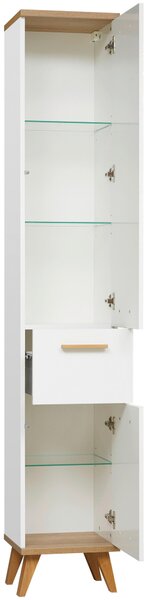 VYSOKÁ SKŘÍŇ, bílá, barvy dubu, 35,5/205/33,0 cm Xora - Koupelnové skříňky vysoké