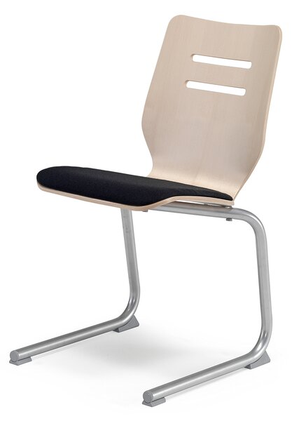 AJ Produkty Židle COGNITA, ohýbaná konstrukce, stříbrná, bříza, černý potah