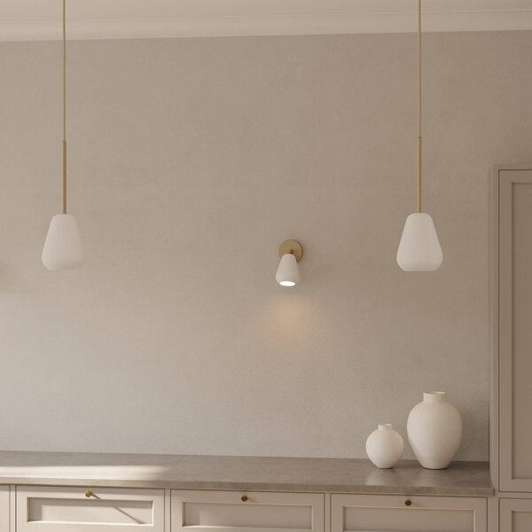 Nuura Aps Závěsné světlo Anoli Spot, Ø 10 cm, bílo-zlaté, kov, stmívatelný, Bílá / opál, Obývací pokoj / jídelna, kov, Skandinávský