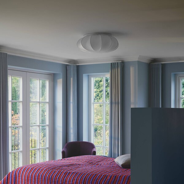 Nordlux Stropní světlo Aeron, bílé, Ø 60 cm, textil, E27, stmívatelný, Bílá / opál, Obývací pokoj / jídelna, kov
