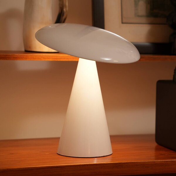 Beacon Lighting LED stolní lampa s dobíjecím akumulátorem, Kinoko, bílá, 27 cm,, stmívatelný, Bílá / opál, Obývací pokoj / jídelna, Plast, Moderní