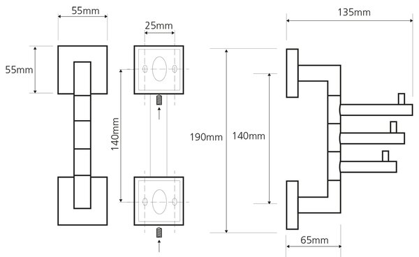 Sapho Sapho, X-SQUARE trojháček otočný, chrom, XQ204