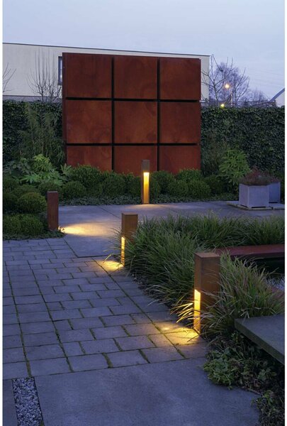 BIG WHITE SLV RUSTY SLOT 50, venkovní stojací lampa, TC-DSE, IP44, rezavé železo, D/Š/V 12/12/50 cm, max. 11 W 229410
