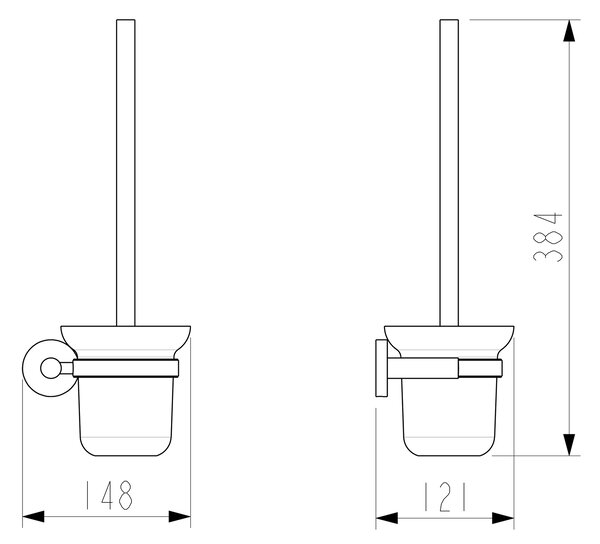 Sapho Sapho, X-ROUND WC kartáč nástěnný, mléčné sklo, chrom, XR323