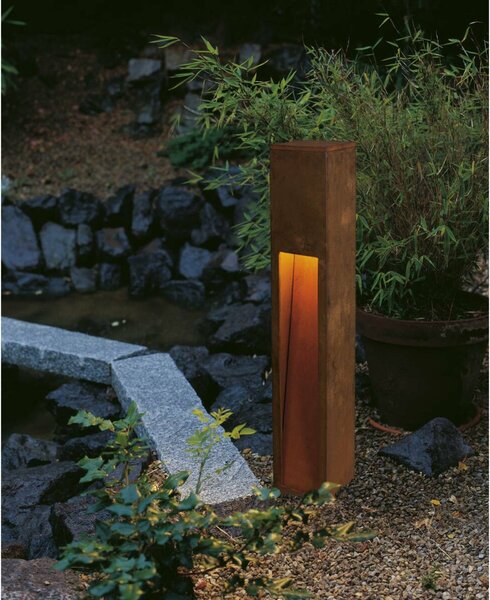 BIG WHITE SLV RUSTY SLOT 80, venkovní stojací lampa, TC-DSE, IP44, rezavé železo, D/Š/V 12/12/80 cm, max. 11 W 229411