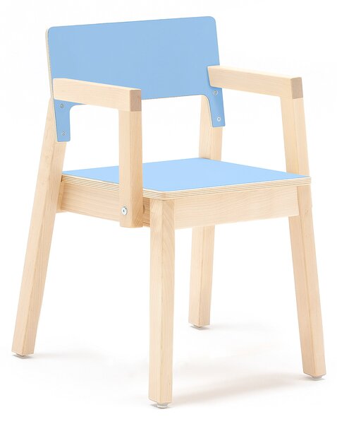 AJ Produkty Dětská židle LOVE, s područkami, výška 380 mm, bříza, modrá