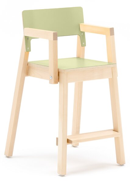 AJ Produkty Vysoká dětská židle LOVE, s područkami, výška 500 mm, bříza, zelená