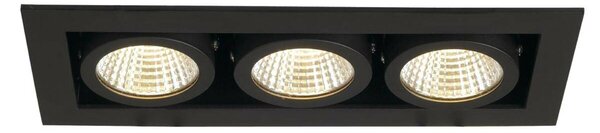 BIG WHITE SLV SADA KADUX 3, vestavné svítidlo, tři žárovky, LED, 3000K, obdélníkové, černé matné, 38°, 22 W, vč. ovladače 115720