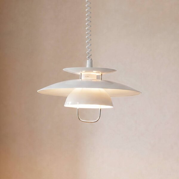 Lindby Závěsná lampa Nadija, bílá, 43 cm, výškově nastavitelná, E27, stmívatelný, Bílá / opál, Kuchyň, kov, Skandinávský