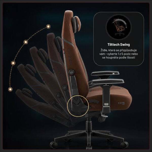 Herní židle textilní hnědá, Normal: Diablo X.Eye Prime Cinnamon Brown