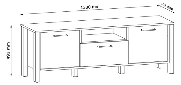 INDYGO b | TV stolek RTV1S | 138 cm | dub wotan/béžová