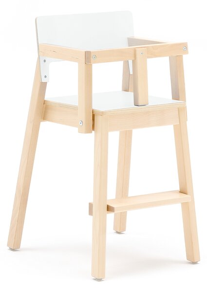 AJ Produkty Vysoká dětská židle LOVE, s područkami a zábranou, výška 500 mm, bříza, bílá