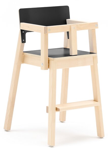 AJ Produkty Vysoká dětská židle LOVE, s područkami a zábranou, výška 500 mm, bříza, černá