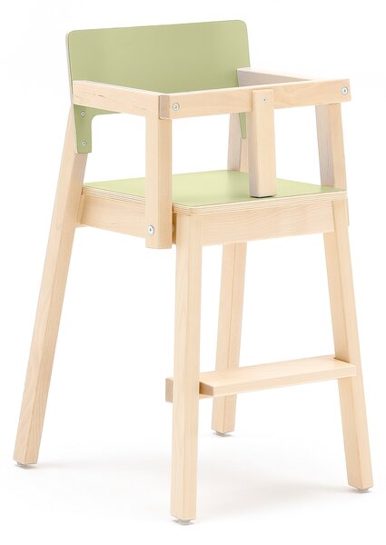 AJ Produkty Vysoká dětská židle LOVE, s područkami a zábranou, výška 500 mm, bříza, zelená