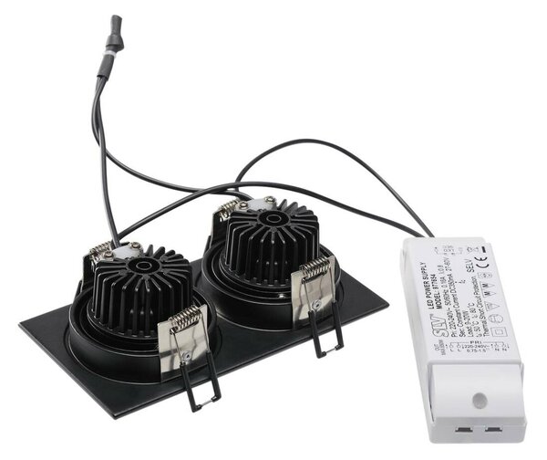BIG WHITE SLV SADA NEW TRIA 2, vestavné svítidlo, dvě žárovky, LED, 2700K, obdélníkové, černé matné, 38°, 15 W