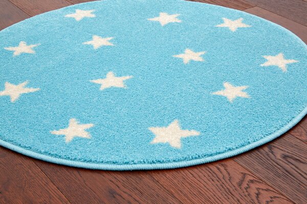Kulatý koberec Agnella Funky Top Starf Hvězdy modrý Rozměr: průměr 100 cm