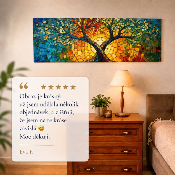 Obraz na plátně - Strom života Sluneční energie FeelHappy.cz Velikost obrazu (šířka x výška): 60 x 20 cm