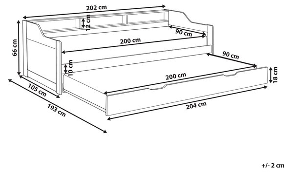 Rozkládací postel Borovicové dřevo EDERN 90 x 200 cm Šedá