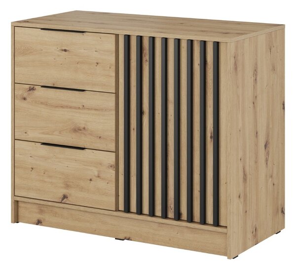 Komoda Nelly 2D s černými lištami, dub artisan