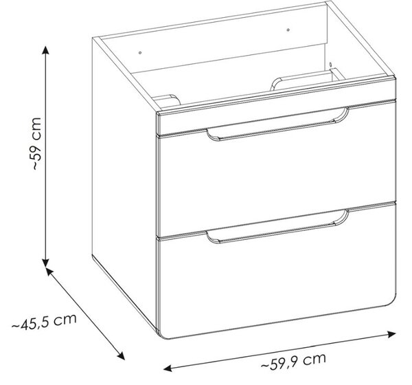 Koupelnová závěsná skříňka pod umyvadlo BÁRA 60 cm