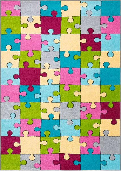Dětský kusový koberec Agnella Funky Top Super Puzzle Medový Rozměr: 100x170 cm