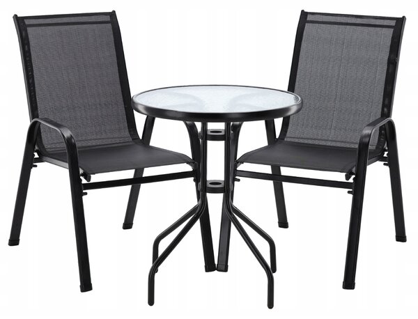 Balkonový set nábytku GARDENLINE – křesla + stolek černý