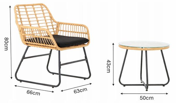 Zahradní set nábytku Havana – černé podušky