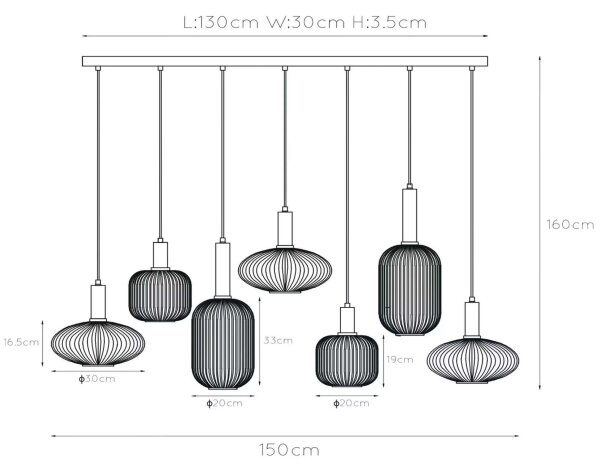 Lucide 45386/07/62 - Lustr na lanku MALOTO 7xE27/40W/230V
