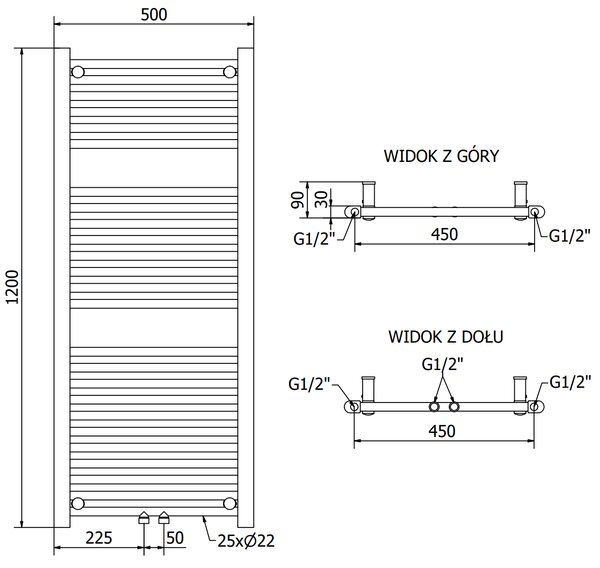 Mexen Mars, elektrické topné těleso 1200 x 500 mm, 600 W, zlatá lesklá, W110-1200-500-2600-50