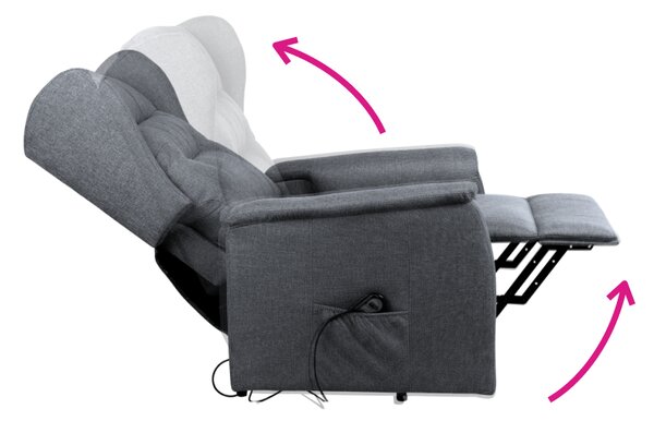 Vikio Relaxační el. polohovací křeslo světle šedá látka TKR109S