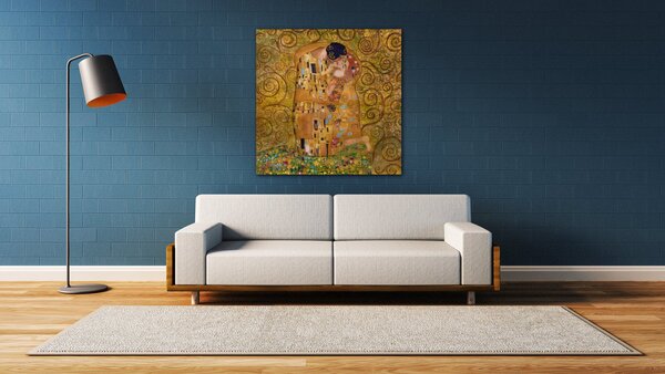 Impresi Obraz Reprodukce Gustav Klimt polibek - 50 x 50 cm