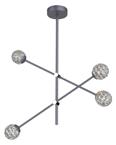 Lustr na tyči PAKSOS 4xG9/5W/230V šedá
