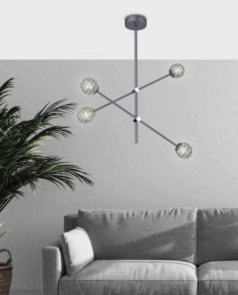 Lustr na tyči PAKSOS 4xG9/5W/230V šedá