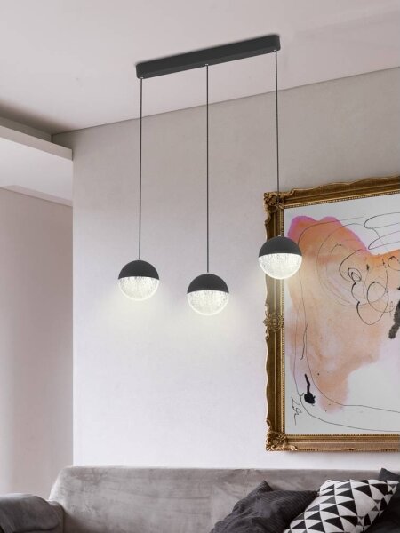 LED Lustr na lanku FURNI 3xLED/5W/230V černá
