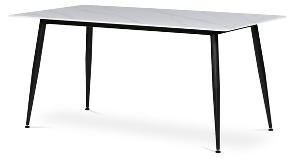 Jídelní stůl LUCIAN bílý mramor/černá, šířka 160 cm