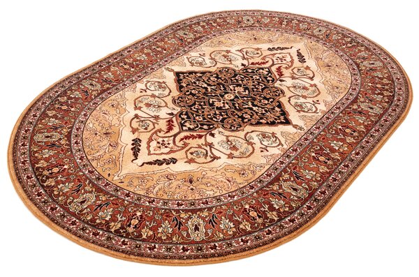 Oválný vlněný koberec Agnella Isfahan Leyla Jantarový Rozměr: 200x300 cm