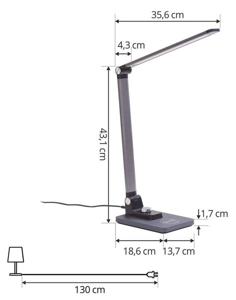 Lindby - Valtaris LED Stolní Lampa CCT Metallic/Černá - Lampemesteren