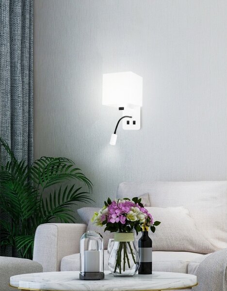 LED Nástěnné svítidlo MAGNUM 1xE27/40W/230V + LED/3W bílá