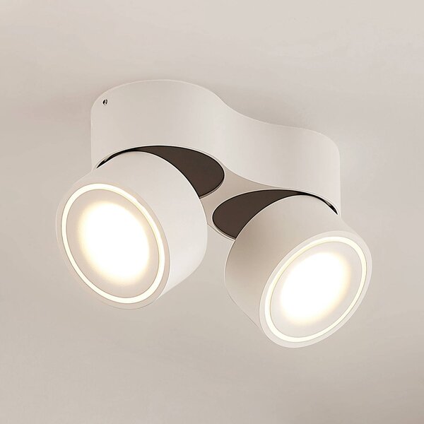 Arcchio LED stropní bodové světlo Rotari, bílé, 2-fázové, 2270 lm, stmívatelný, Bílá / opál, Chodba, Hliník, Moderní