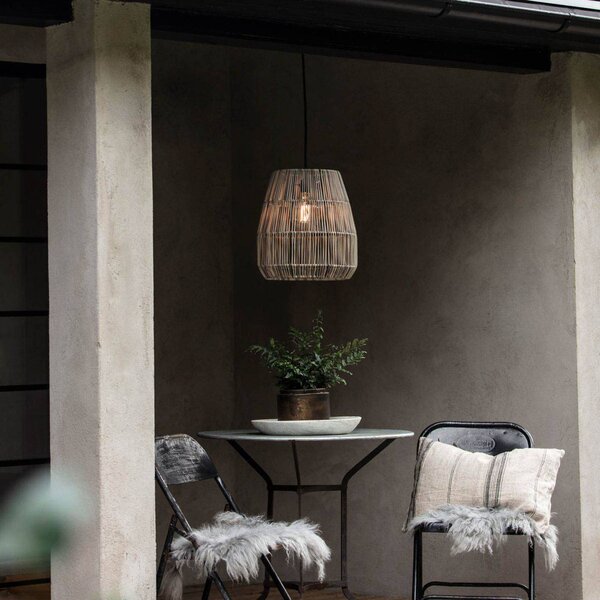 PR Home venkovní závěsná lampa Saigon, šedá, Ø 38 cm, kabel 2,5 m, stmívatelný, Hliník / šedá / zinek, Plast