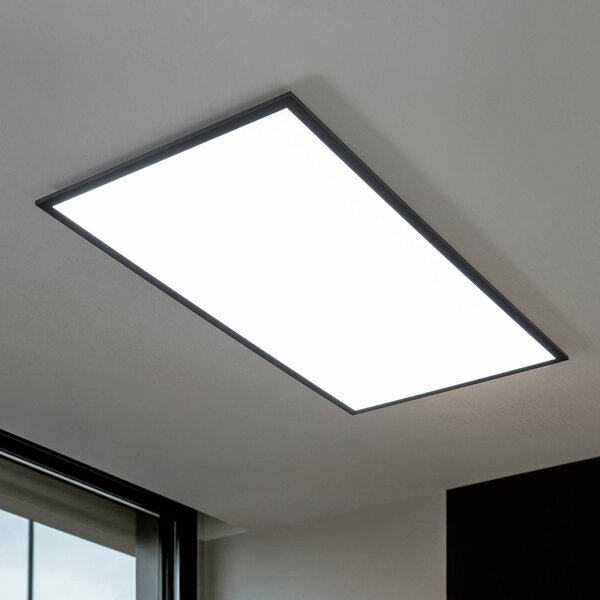 Lindby LED panel Nelios, 120 x 60 cm, černý, kovový, stmívatelný, Černá, Kuchyň, Hliník, Moderní