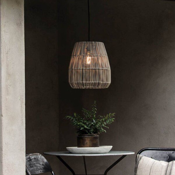 PR Home venkovní závěsná lampa Saigon, šedá, Ø 28 cm, kabel 2,5 m, stmívatelný, Hliník / šedá / zinek, Plast
