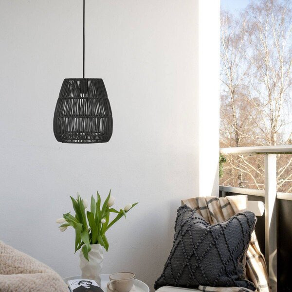 PR Home Saigon venkovní závěsná lampa černá Ø28cm kabel 2,5m, stmívatelný, Černá, Plast