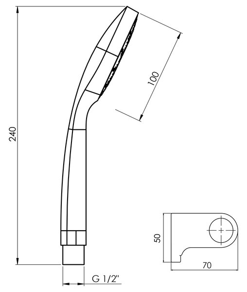 Aqualine Aqualine, BETTY sprchová souprava, vyklopný držák, chrom, 11453